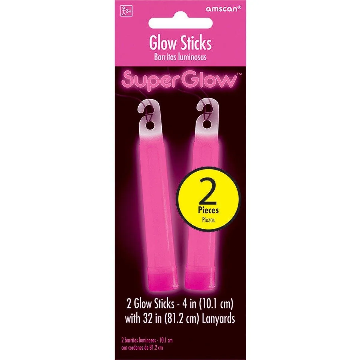 2 Pack Pink Glow Sticks - 10cm