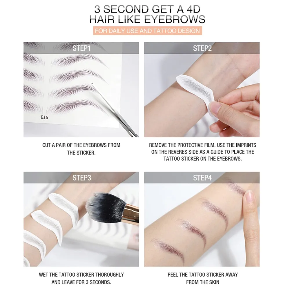 4D Natural Hair Like Water Transfer Waterproof Long Lasting Eyebrow Tattoo Sticker