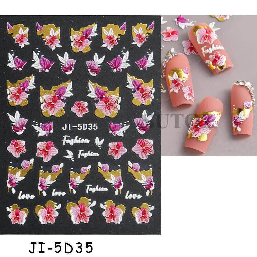 5D Floral Geometry Japanese Nail Art Stickers: Impeccable Design & Quality