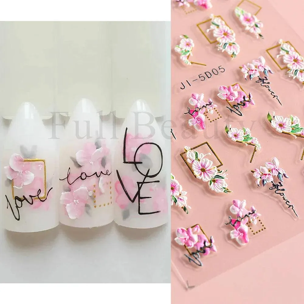 5D Floral Geometry Japanese Nail Art Stickers: Impeccable Design & Quality