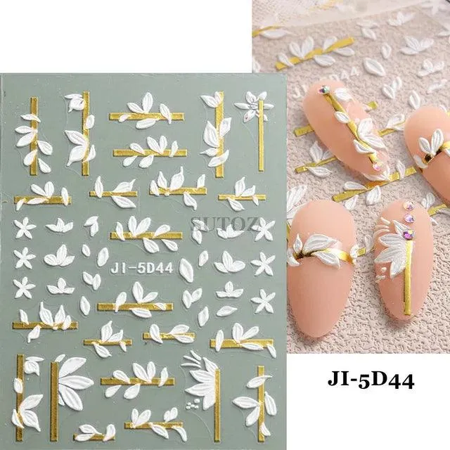 5D Floral Geometry Japanese Nail Art Stickers: Impeccable Design & Quality