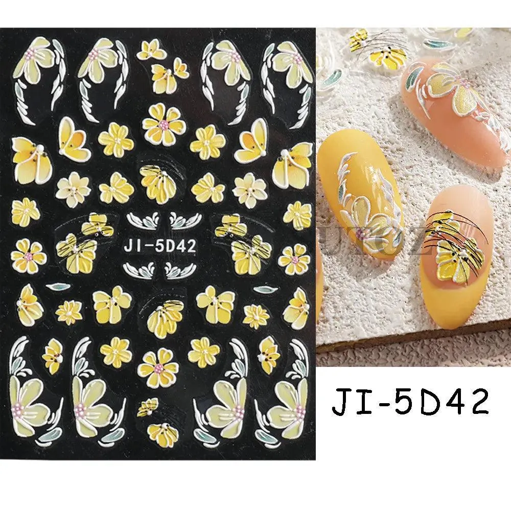 5D Floral Geometry Japanese Nail Art Stickers: Impeccable Design & Quality
