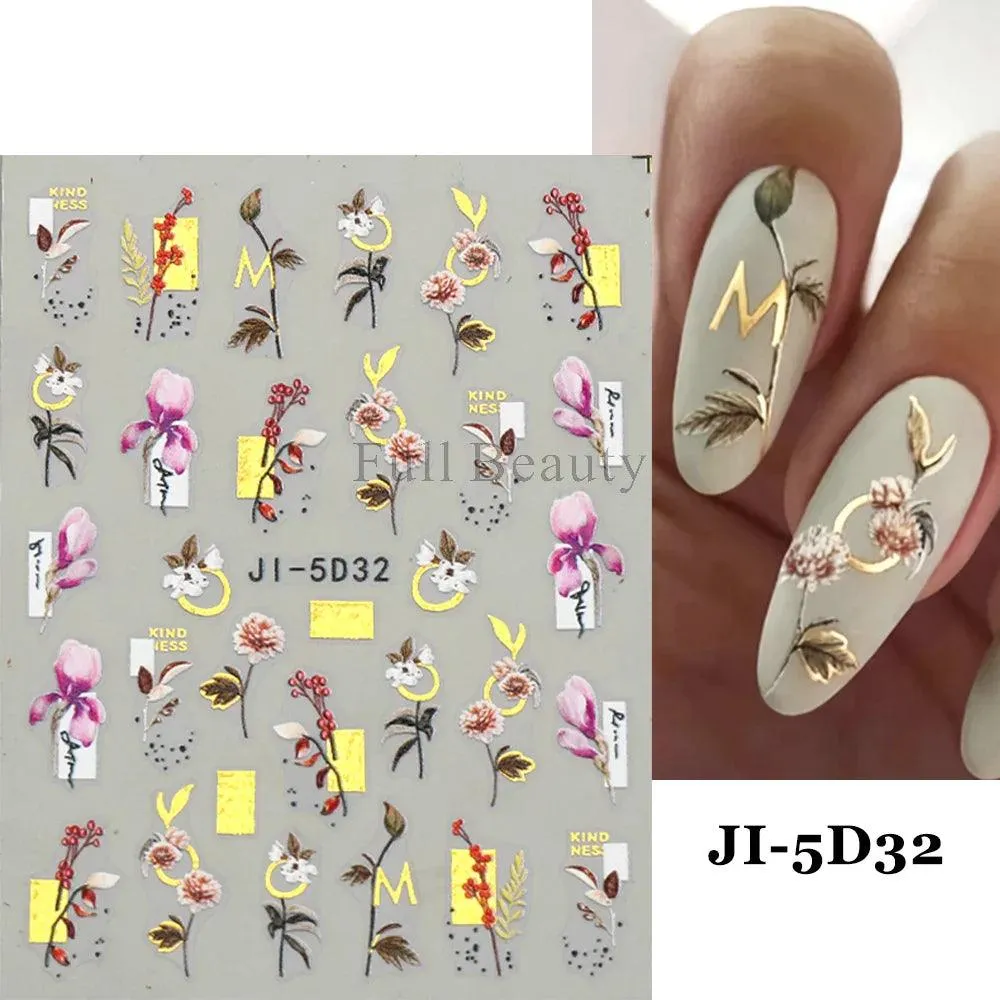 5D Floral Geometry Japanese Nail Art Stickers: Impeccable Design & Quality