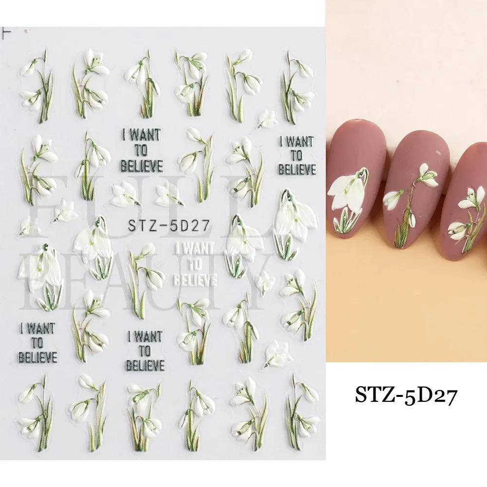 5D Floral Geometry Japanese Nail Art Stickers: Impeccable Design & Quality