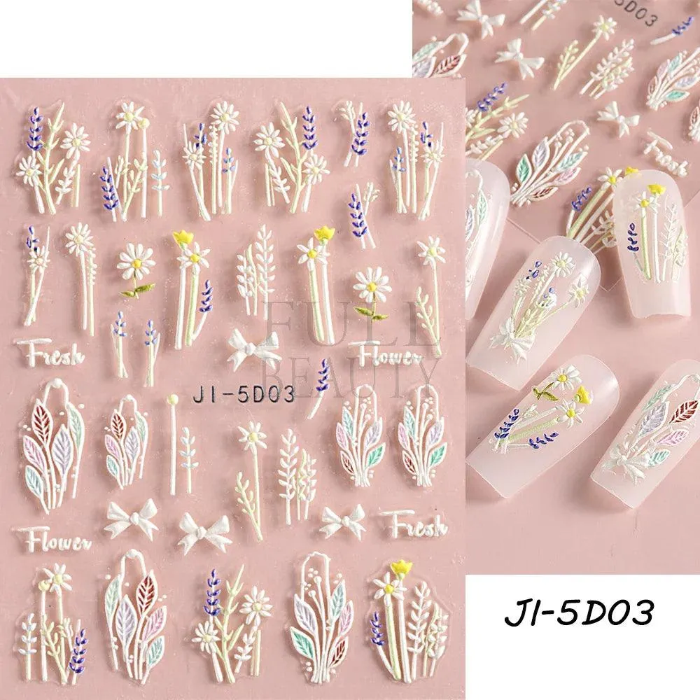 5D Floral Geometry Japanese Nail Art Stickers: Impeccable Design & Quality