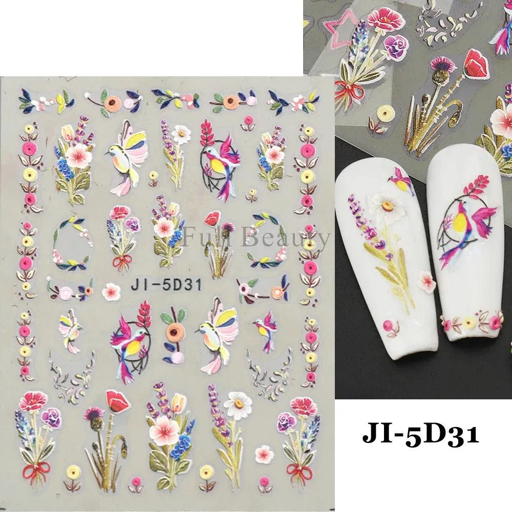 5D Floral Geometry Japanese Nail Art Stickers: Impeccable Design & Quality