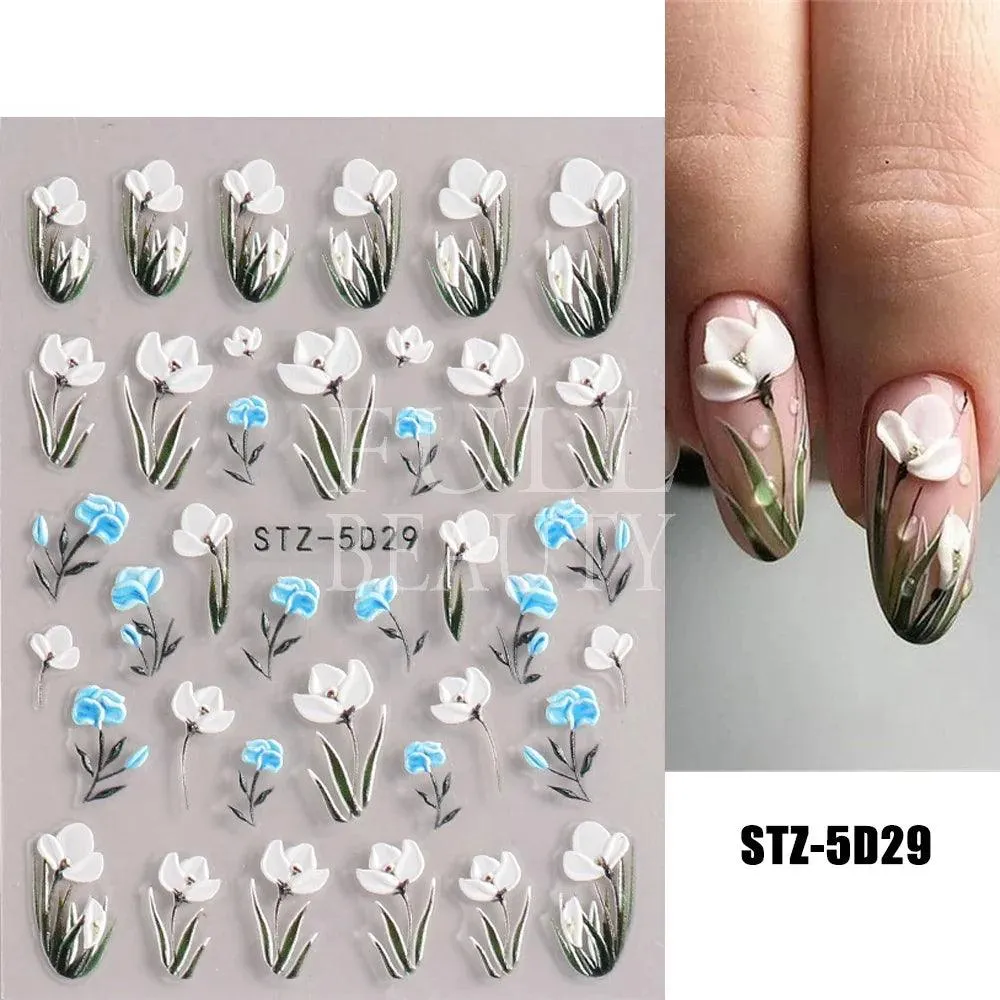 5D Floral Geometry Japanese Nail Art Stickers: Impeccable Design & Quality