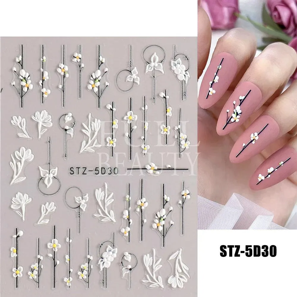 5D Floral Geometry Japanese Nail Art Stickers: Impeccable Design & Quality