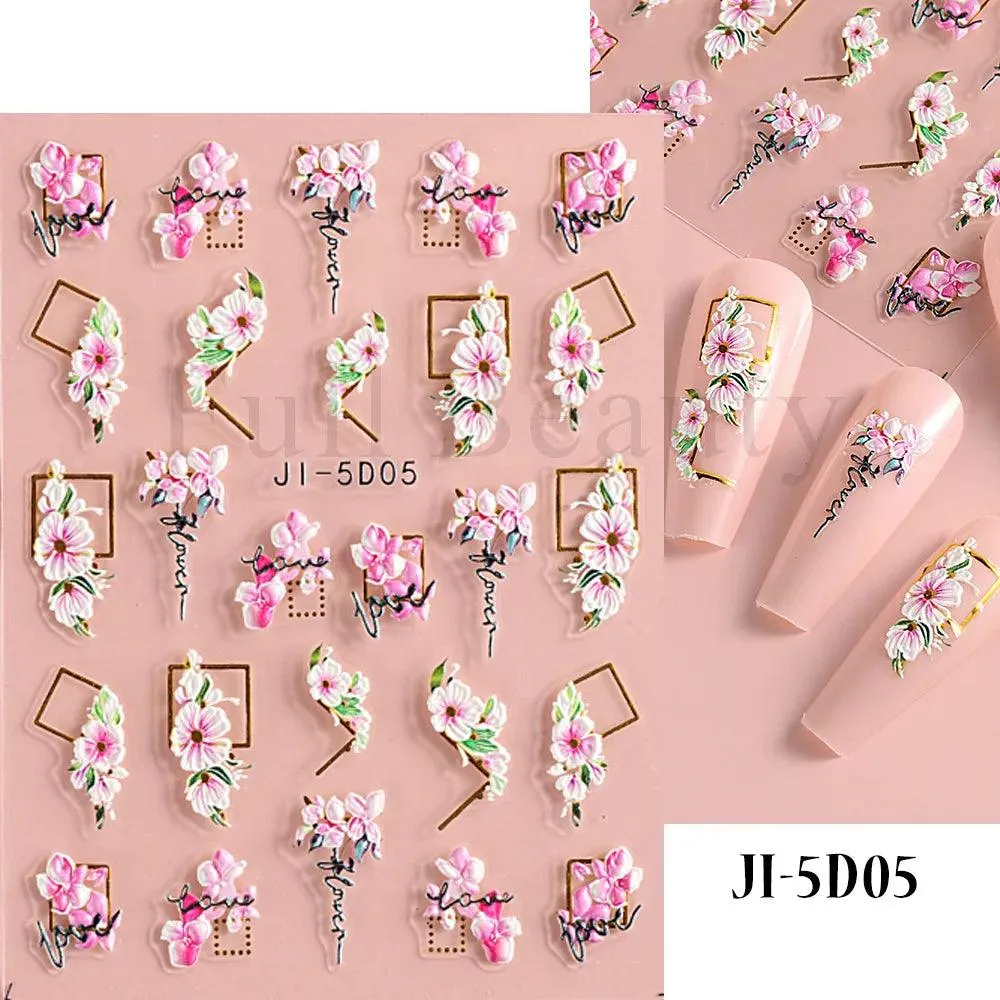 5D Floral Geometry Japanese Nail Art Stickers: Impeccable Design & Quality