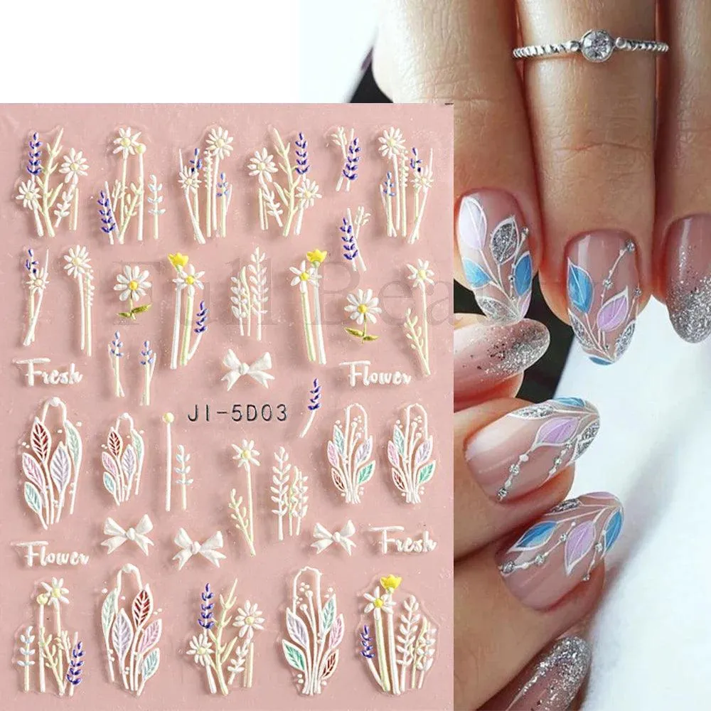 5D Floral Geometry Japanese Nail Art Stickers: Impeccable Design & Quality