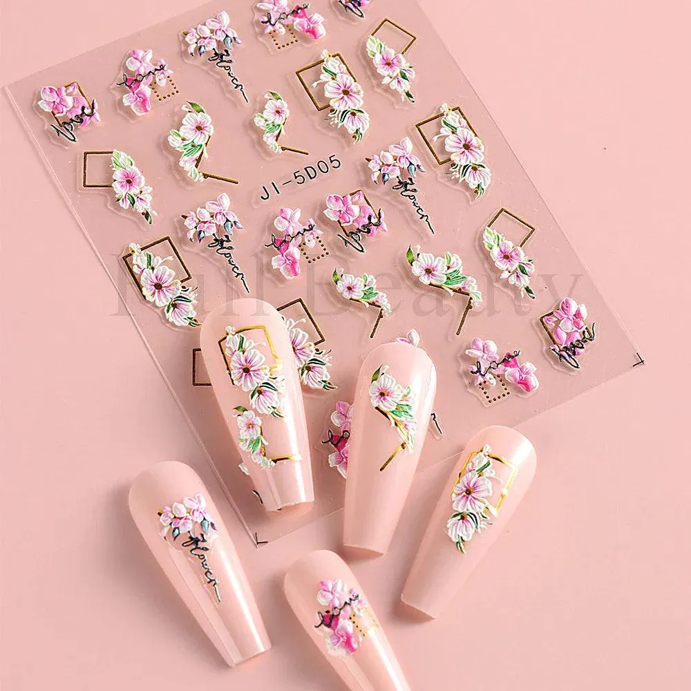 5D Floral Geometry Japanese Nail Art Stickers: Impeccable Design & Quality