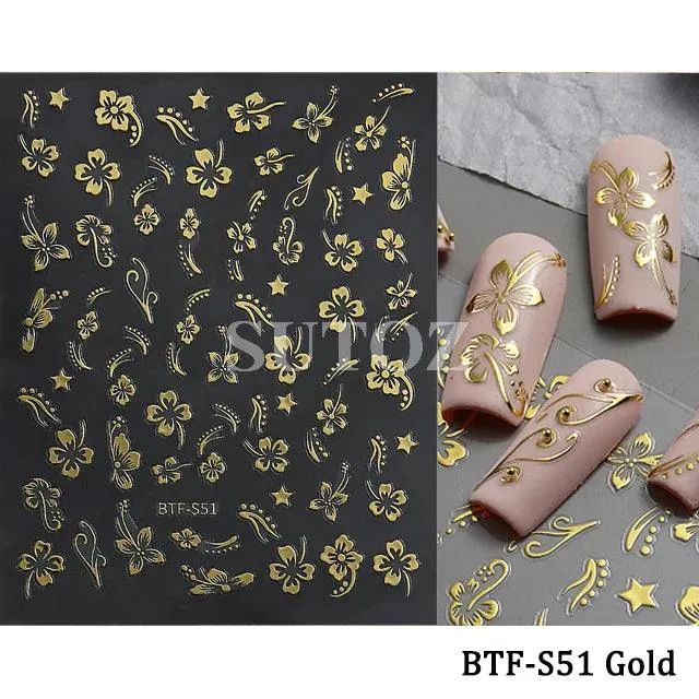 5D Floral Geometry Japanese Nail Art Stickers: Impeccable Design & Quality