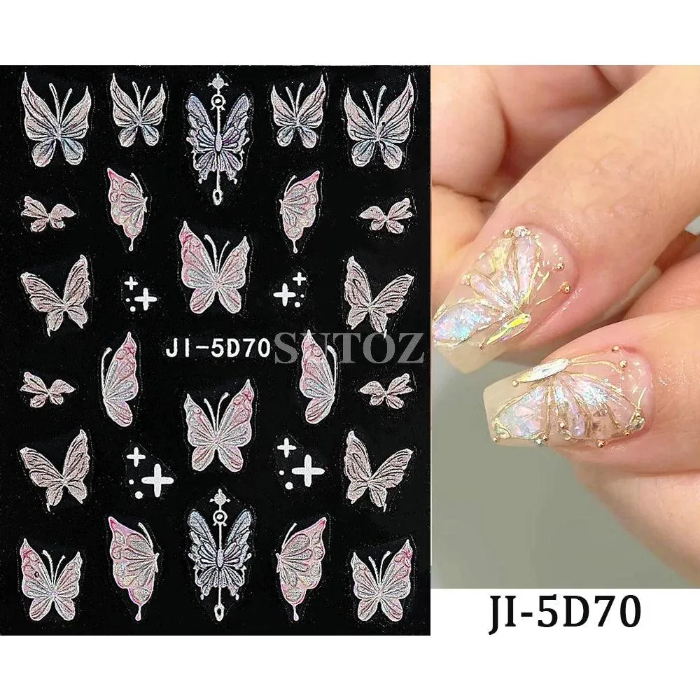 5D Floral Geometry Japanese Nail Art Stickers: Impeccable Design & Quality