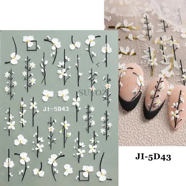 5D Floral Geometry Japanese Nail Art Stickers: Impeccable Design & Quality