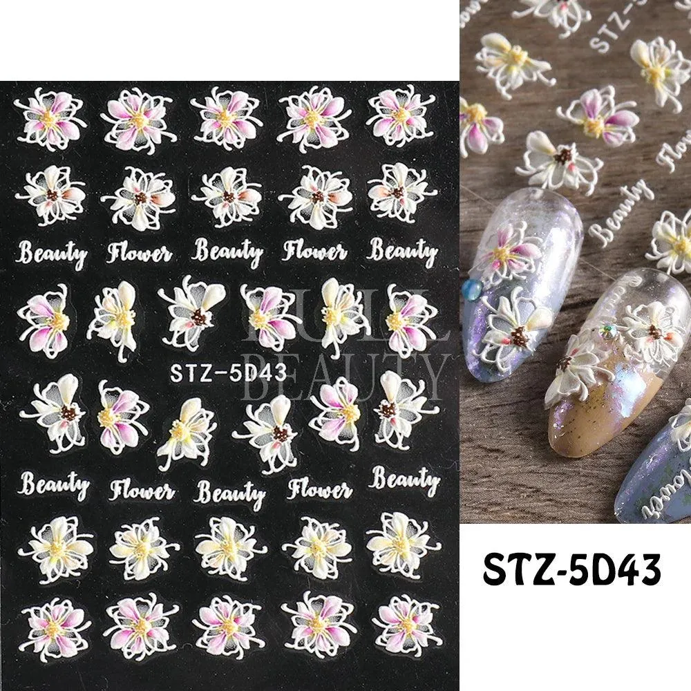 5D Floral Geometry Japanese Nail Art Stickers: Impeccable Design & Quality