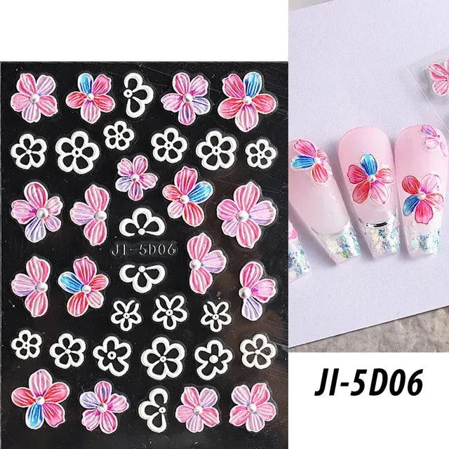 5D Floral Geometry Japanese Nail Art Stickers: Impeccable Design & Quality