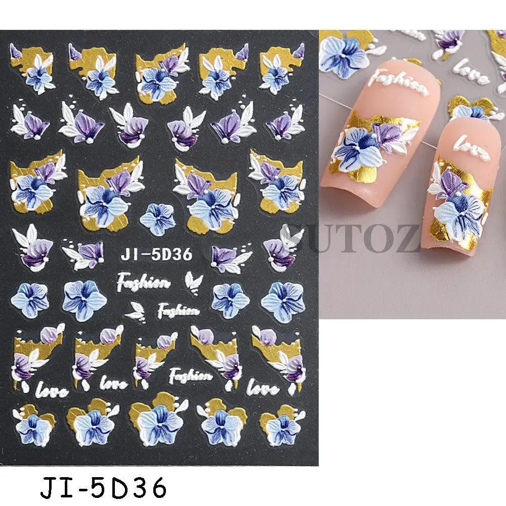 5D Floral Geometry Japanese Nail Art Stickers: Impeccable Design & Quality