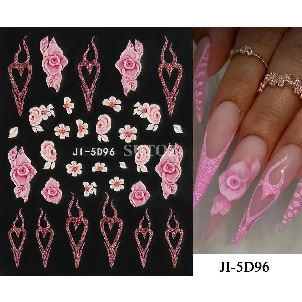 5D Floral Geometry Japanese Nail Art Stickers: Impeccable Design & Quality