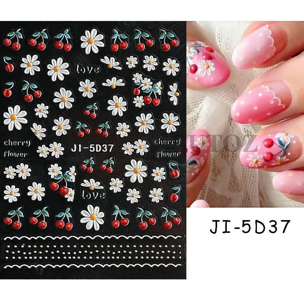 5D Floral Geometry Japanese Nail Art Stickers: Impeccable Design & Quality