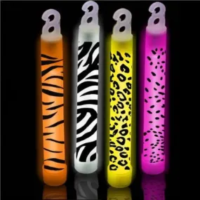 6 Inch Animal Print Glow Sticks (Assorted Prints) - Pack of 25