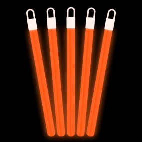 6 Inch Slim Orange Glow Sticks With Lanyards - Pack of 12