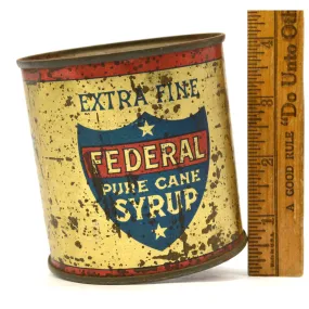 Antique "PURE CANE SYRUP" TIN CAN by FEDERAL SUGAR REFINING CO Yonkers, NY Rare!