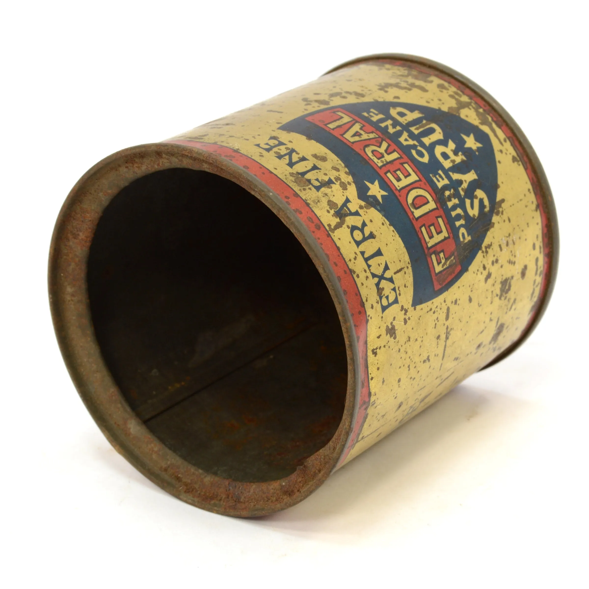 Antique "PURE CANE SYRUP" TIN CAN by FEDERAL SUGAR REFINING CO Yonkers, NY Rare!