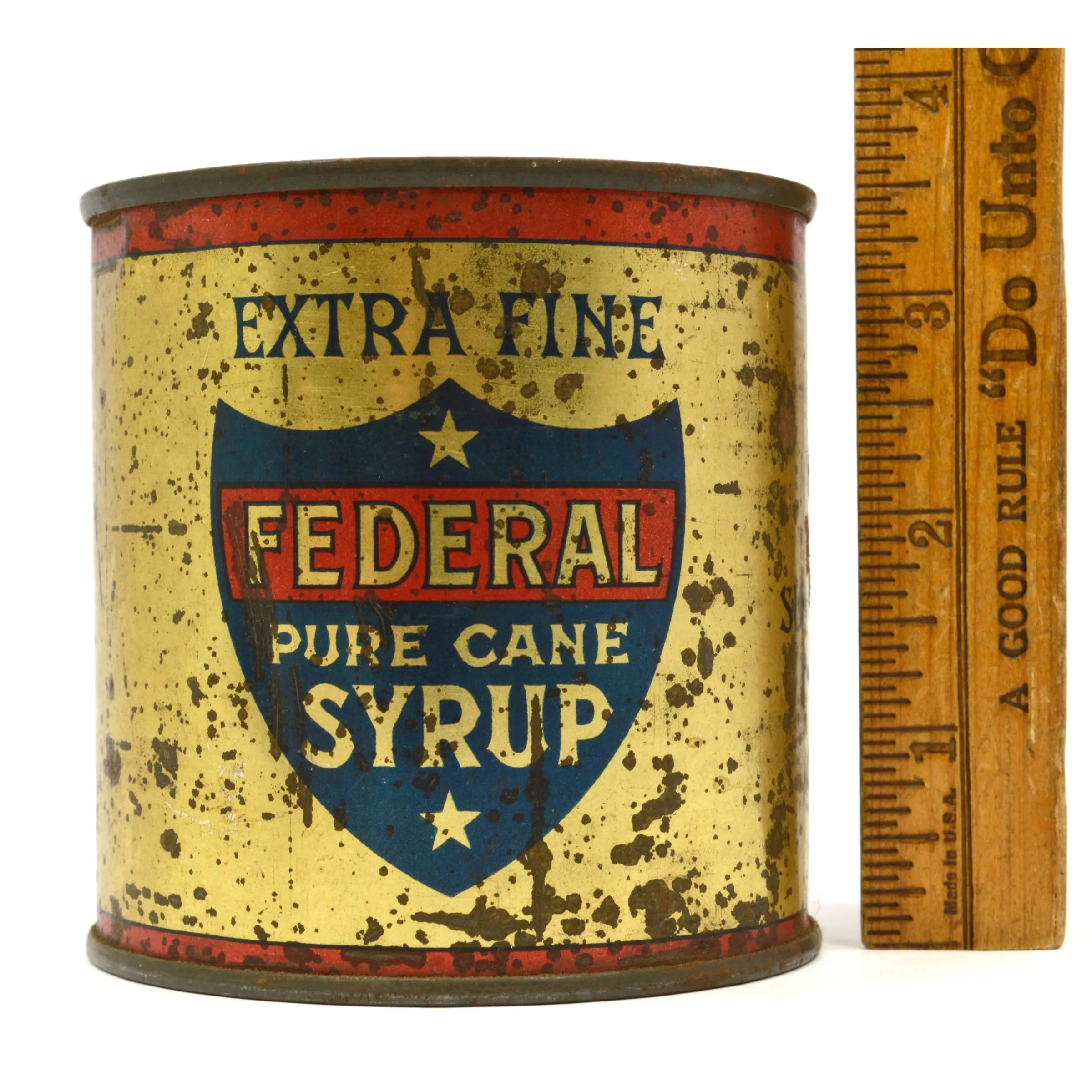 Antique "PURE CANE SYRUP" TIN CAN by FEDERAL SUGAR REFINING CO Yonkers, NY Rare!