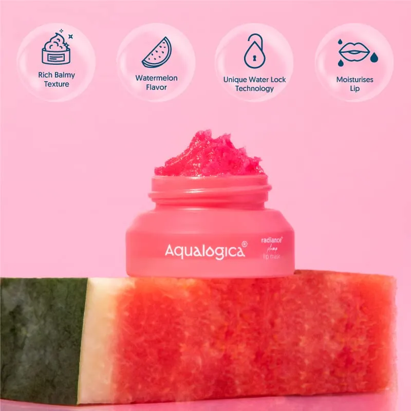 Aqualogica Radiance  Plump Lip Balm with Watermelon and Shea Butter - Lip Mask for Heals, Hyperpigmentation & Hydrates Chapped Lips for Women & Men -15g