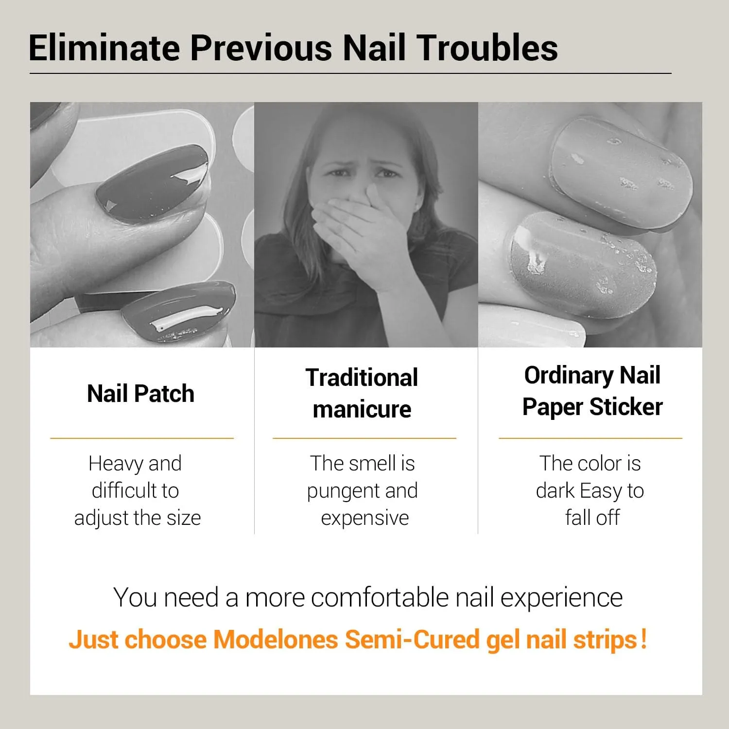 Ash Gray - Semi-Cured Gel Nail Strips