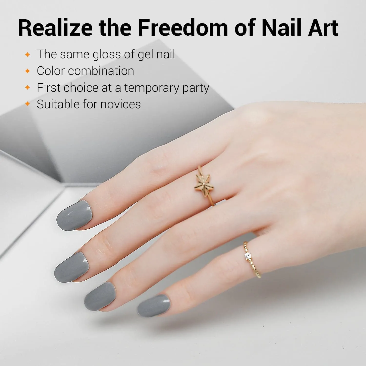 Ash Gray - Semi-Cured Gel Nail Strips