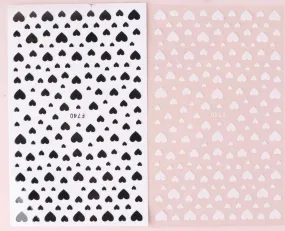 Black and White Heart stickers 2 pc