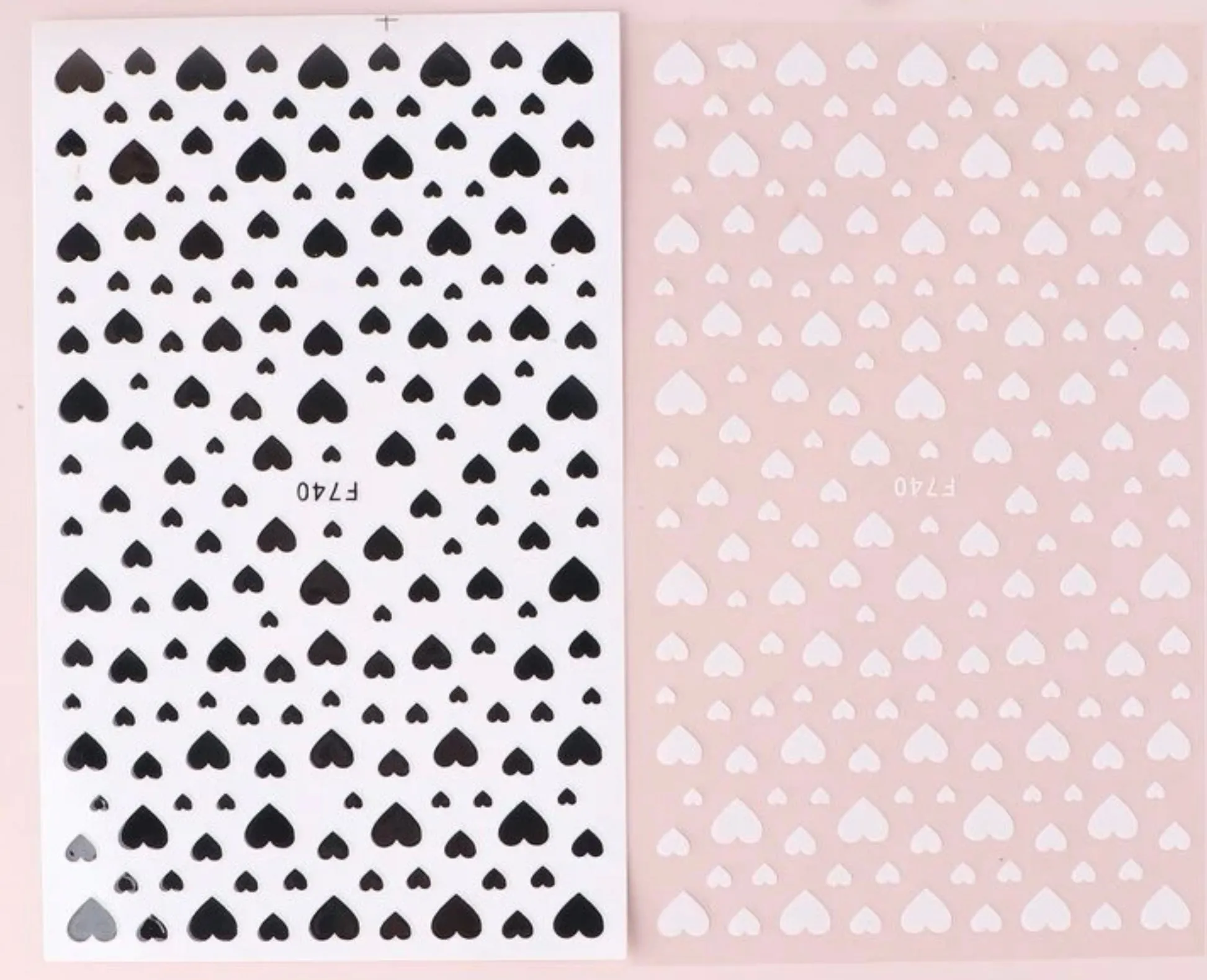 Black and White Heart stickers 2 pc