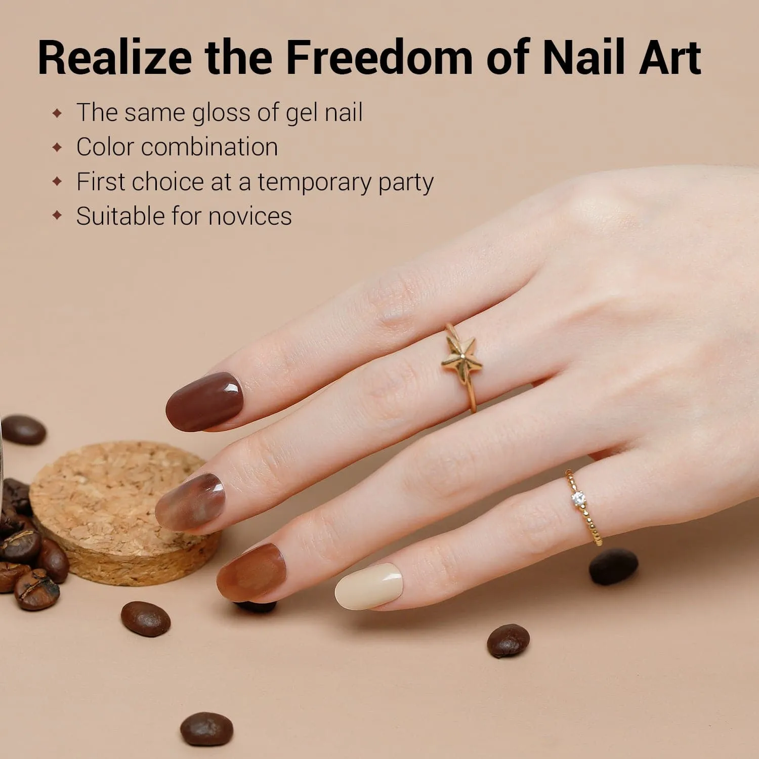 Brown Marble - Semi-Cured Gel Nail Strips