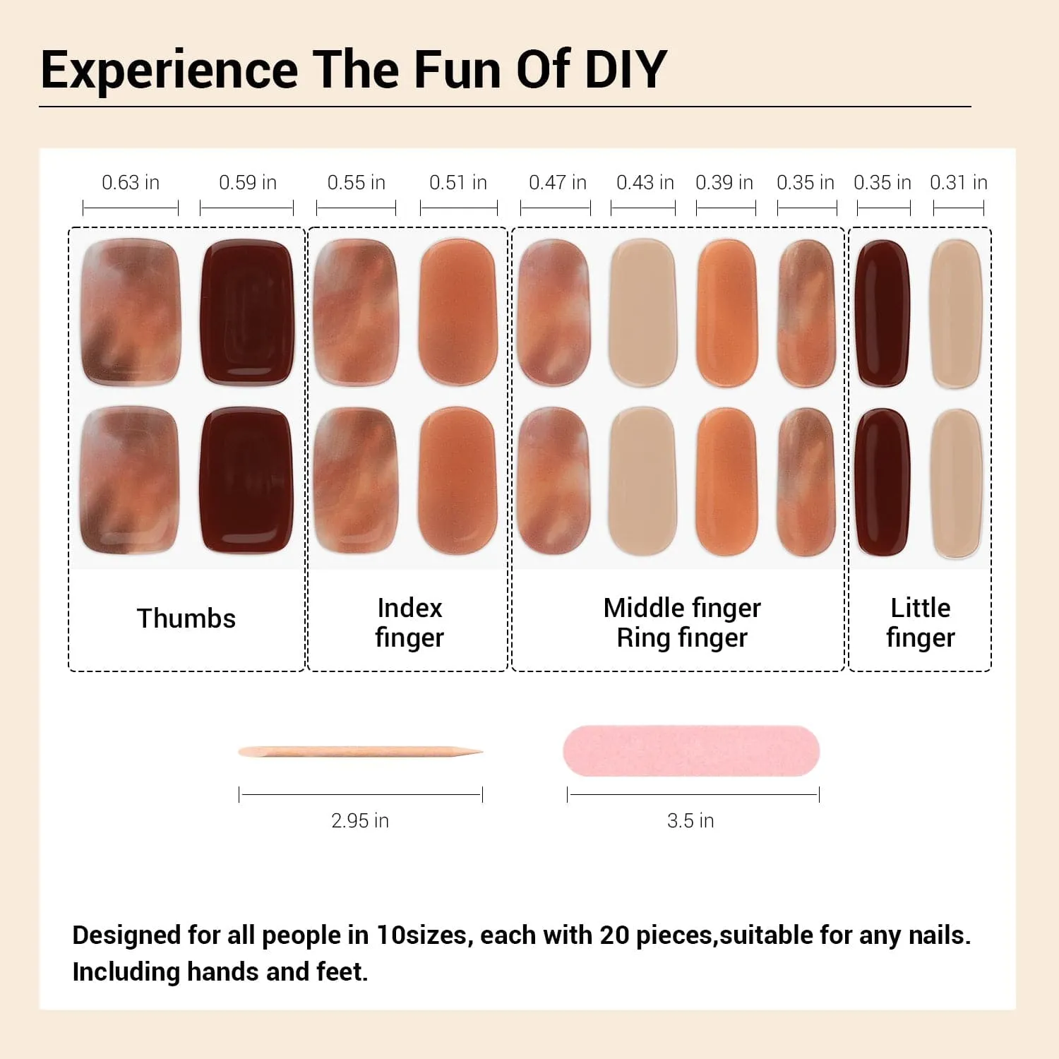 Brown Marble - Semi-Cured Gel Nail Strips