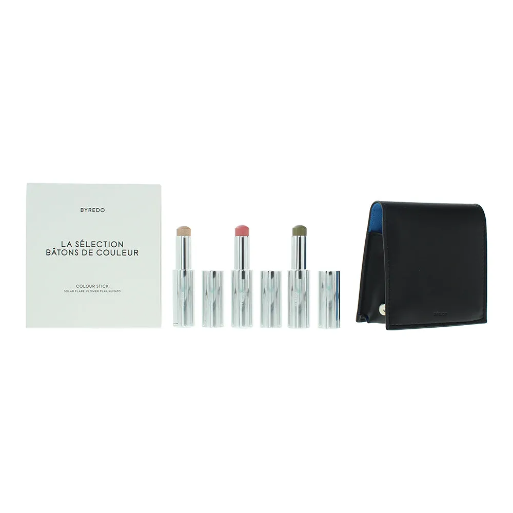 Byredo Blue Set Of 3   Leather Pouch: Solar Flare, Flower Play, Kumato Face Stic