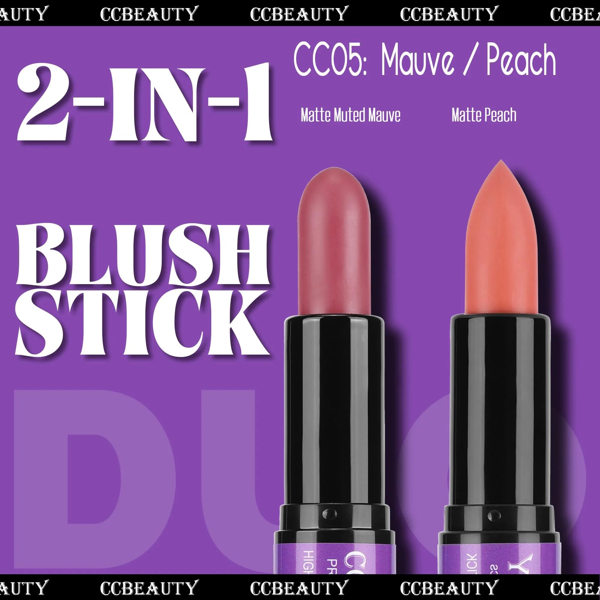 CCbeauty 2pcs 2-IN-1 Matte Contour Concealer Stick Cool Tone with Blush,Cream Blendable Bronzer & Blusher for Cheeks & Lip,Long Lasting & Waterproof Contouring for Face Shaping Makeup,AMBER/SOFT AMBER