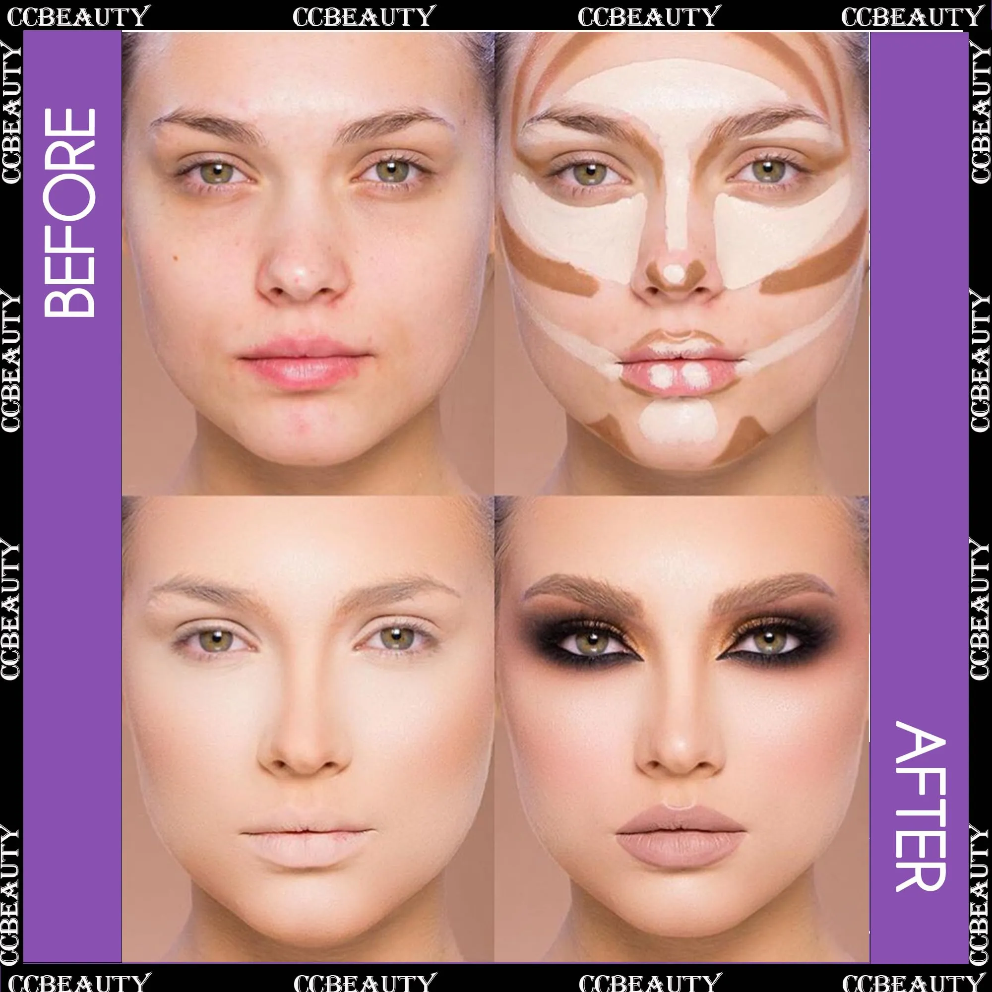 CCbeauty 2pcs 2-IN-1 Matte Contour Concealer Stick Cool Tone with Blush,Cream Blendable Bronzer & Blusher for Cheeks & Lip,Long Lasting & Waterproof Contouring for Face Shaping Makeup,AMBER/SOFT AMBER