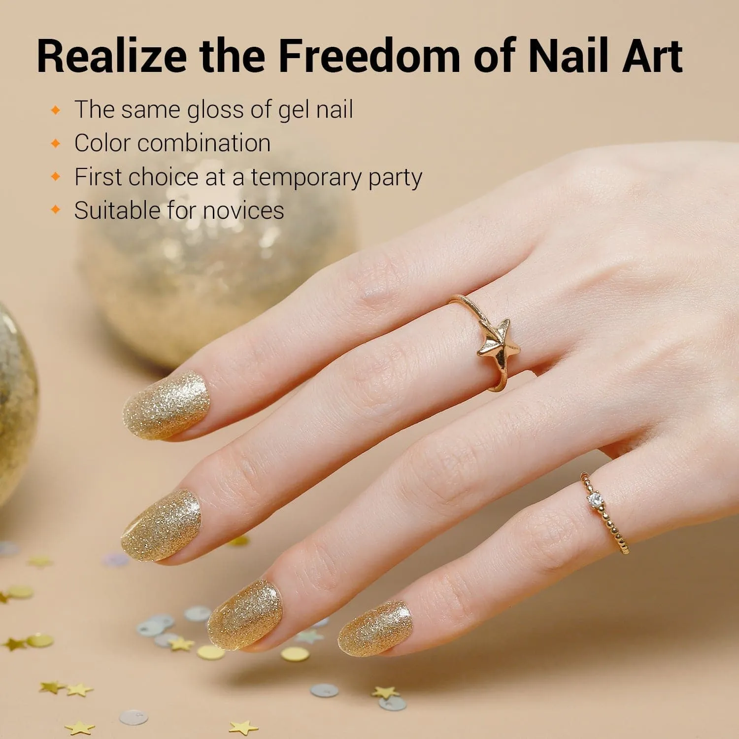 Champagne Gold - Semi-Cured Gel Nail Strips