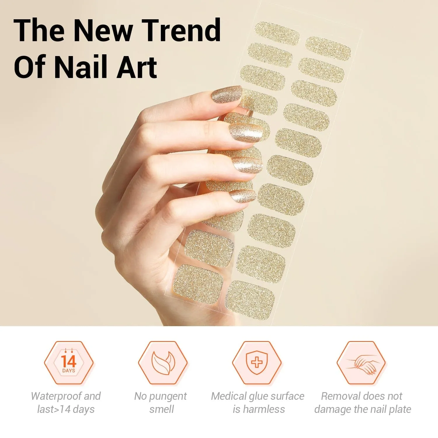 Champagne Gold - Semi-Cured Gel Nail Strips