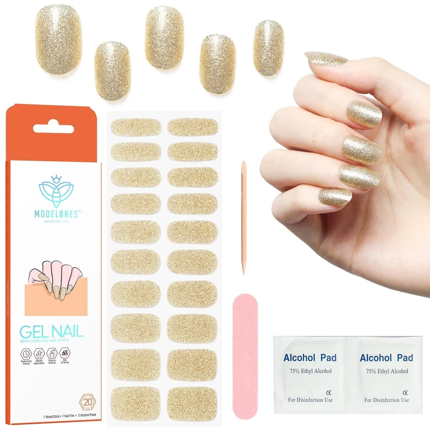Champagne Gold - Semi-Cured Gel Nail Strips