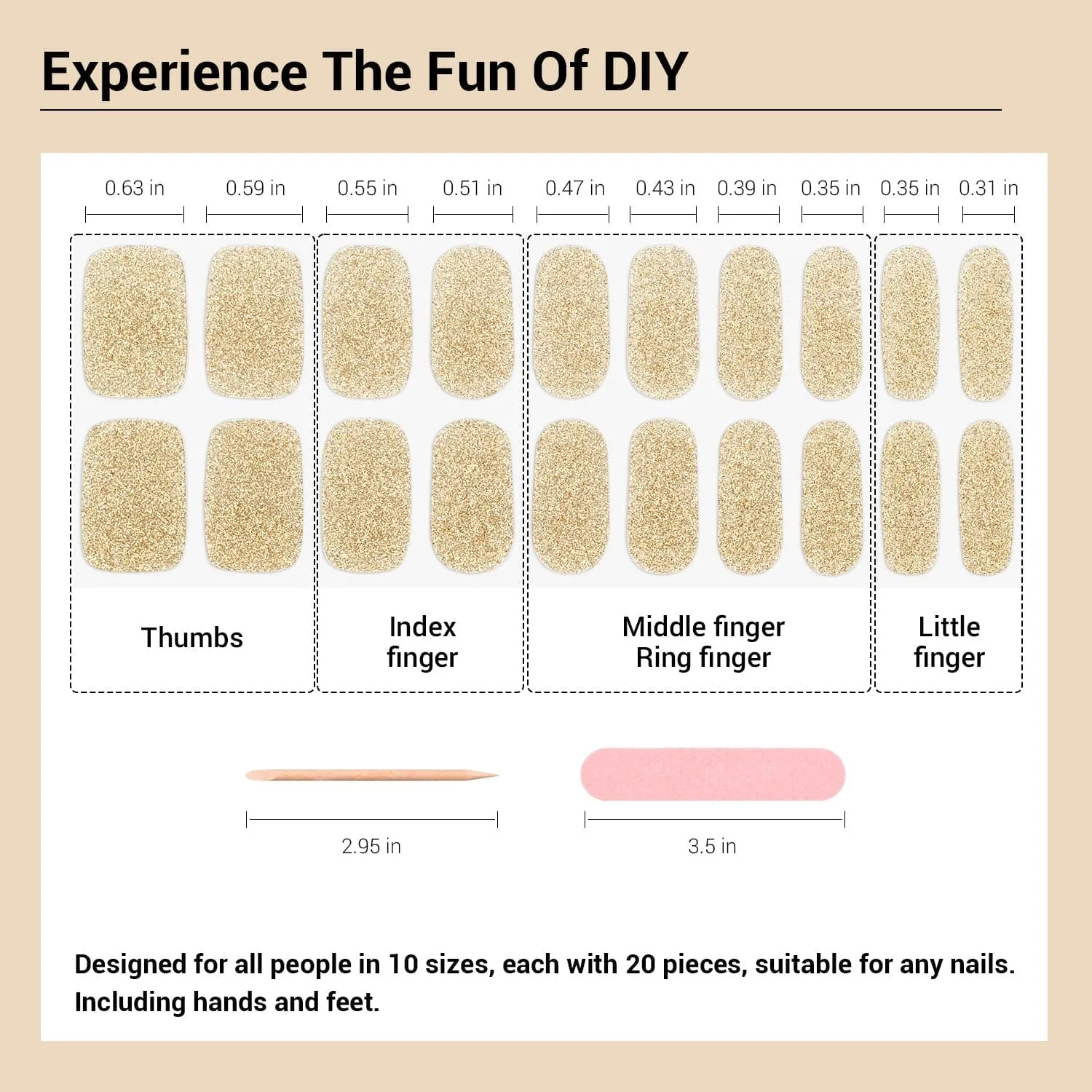 Champagne Gold - Semi-Cured Gel Nail Strips