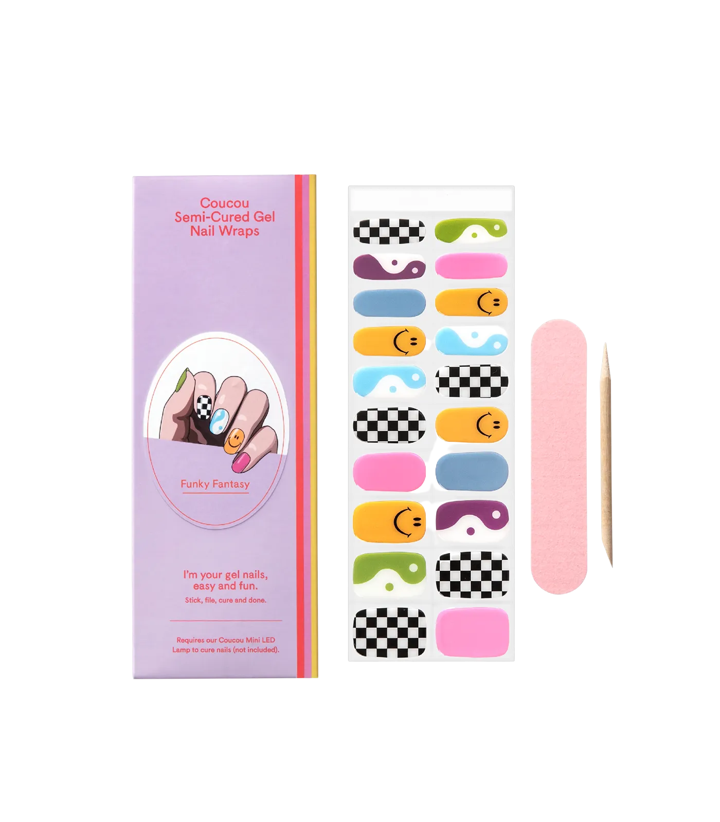 Coucou Semi-cured Nail Wraps - Funky Fan
