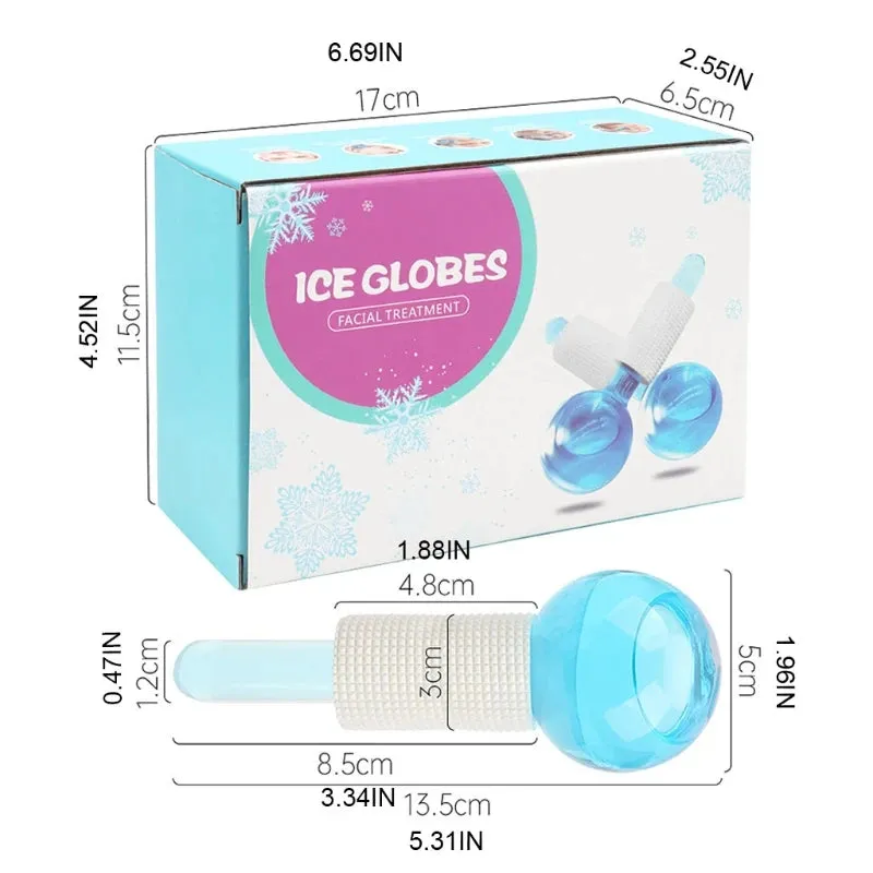 Cryo Facial Portable Skin Care Beauty Lifting Contouring Ice Globes Tool - 2 Pieces.