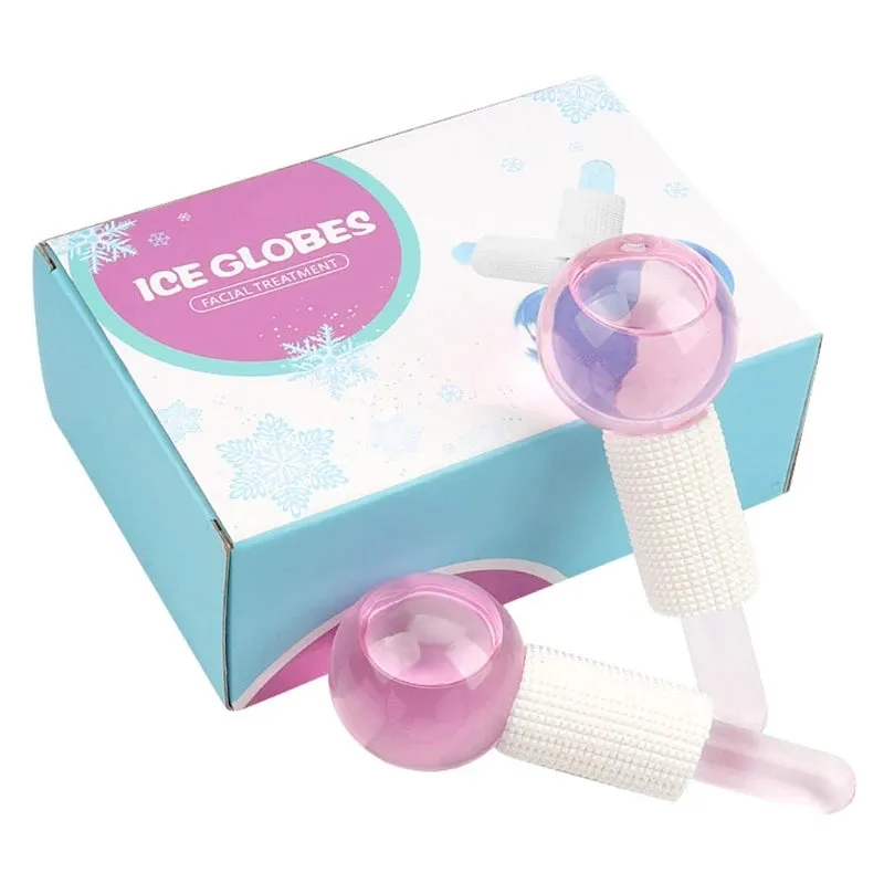 Cryo Facial Portable Skin Care Beauty Lifting Contouring Ice Globes Tool - 2 Pieces.