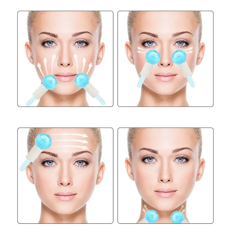 Cryo Facial Portable Skin Care Beauty Lifting Contouring Ice Globes Tool - 2 Pieces.