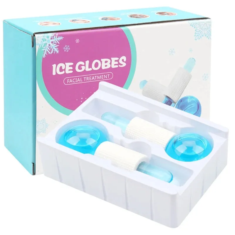 Cryo Facial Portable Skin Care Beauty Lifting Contouring Ice Globes Tool - 2 Pieces.