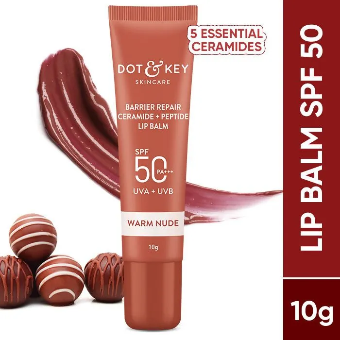 Dot & Key Barrier Repair Ceramide & Peptide SPF 50 PA   , UVA UVB Lip Balm - Warm Nude