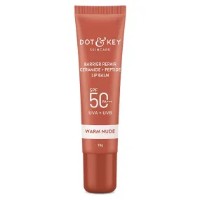 Dot & Key Barrier Repair Ceramide & Peptide SPF 50 PA   , UVA UVB Lip Balm - Warm Nude