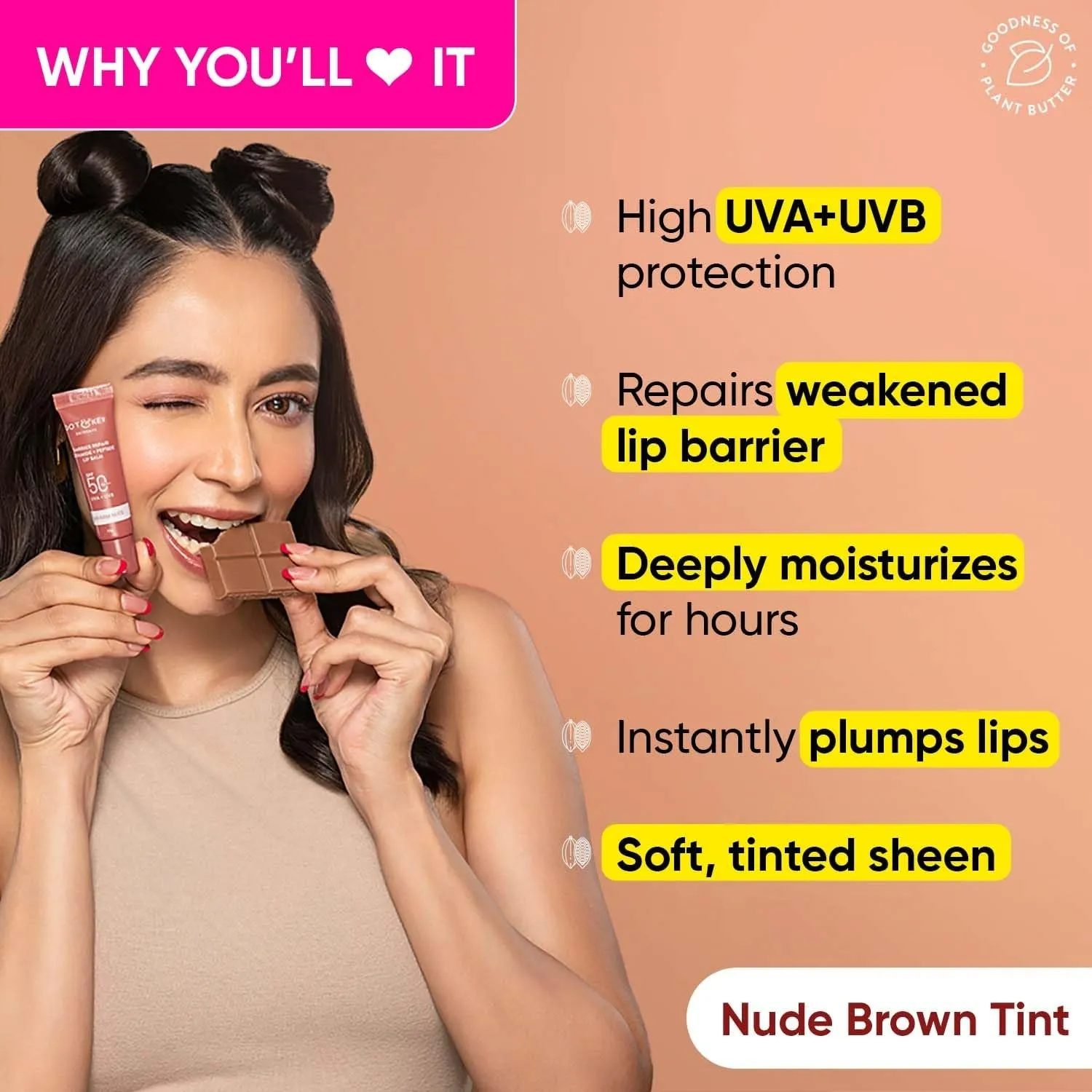 Dot & Key Barrier Repair Ceramide & Peptide SPF 50 PA   , UVA UVB Lip Balm - Warm Nude